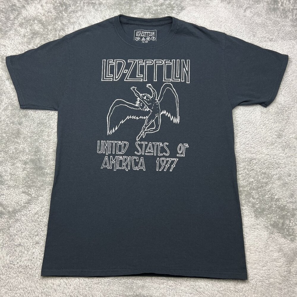 Led Zeppelin Shirt Mens Medium Black United States of America 1977